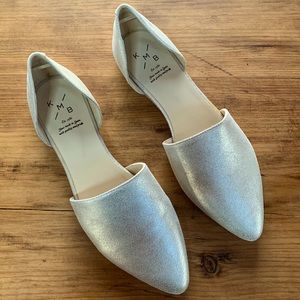 Anthropologie  KMB woman’s  suede flat shoes metallic silver/gold size 38